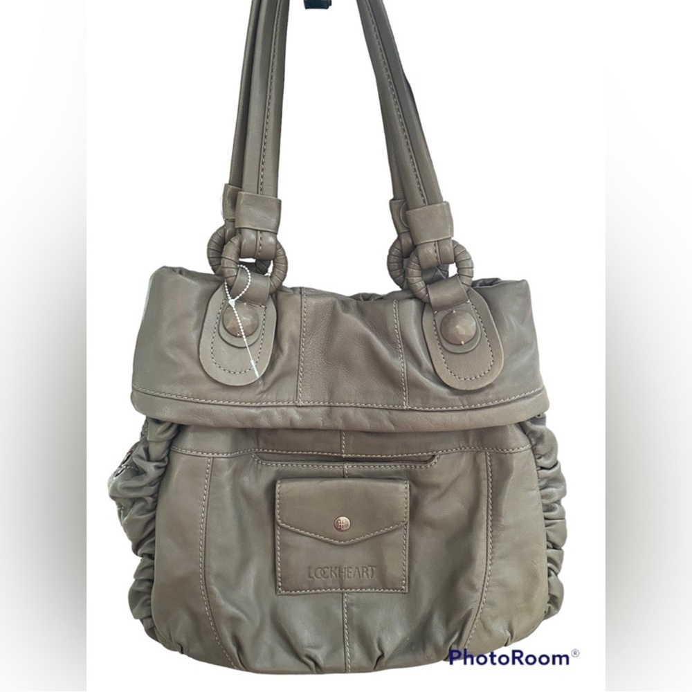 Lockheart Gray  Shoulder Bag soft Lamb leather EUC